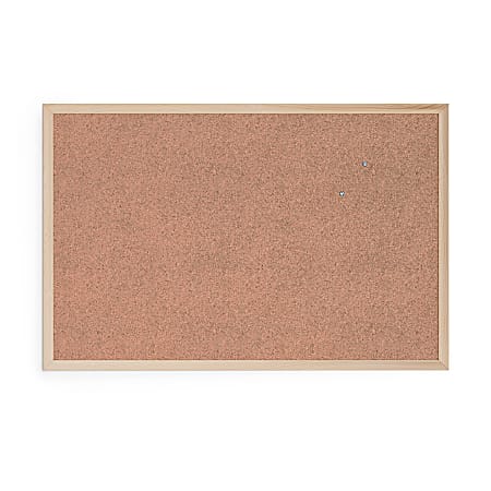 U Brands Cork Bulletin Board, 36" X 24", Birch Wood Frame, Actual Size 35" X 23" (266U00-01)