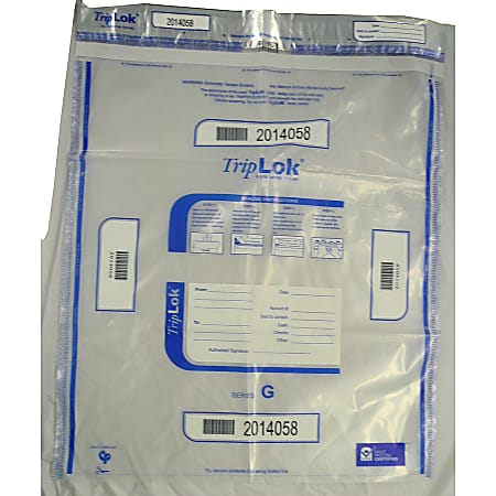 TripLOK Tamper Evident Security Bags, 20" x 24", Clear, Carton Of 250