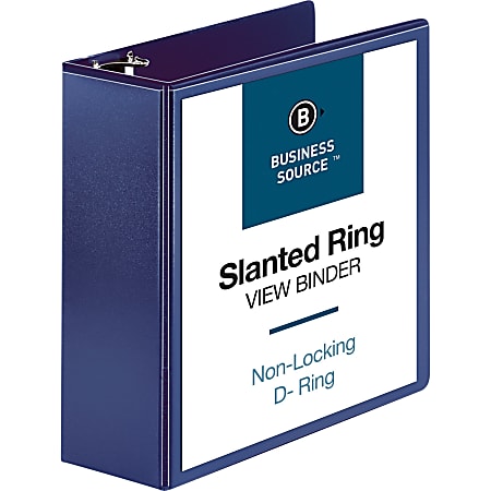Business Source D-Ring View Binder, 4" Ring, 8 1/2" x 11", Navy