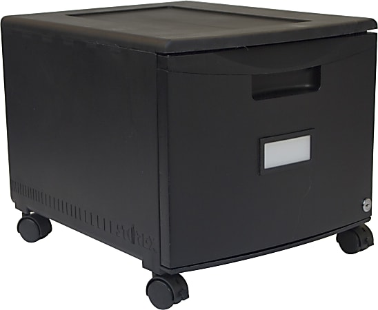 Storex Plastic 14-3/4"W x 18-1/4"D Lateral Mobile File Cabinet, 1-Drawer, Black