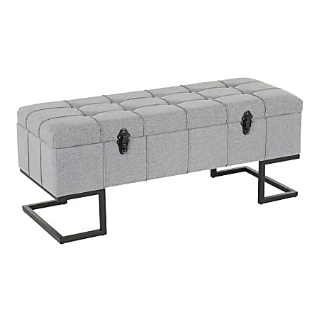 LumiSource Midas Fabric Storage Bench, Black/Gray