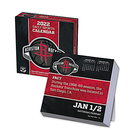 Lang Turner Licensing Boxed Daily Desk Calendar, 5-1/4" x 5-1/4", Houston Rockets, January To December 2022