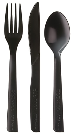 Eco-Products Cutlery Kits, 6", 100% Recycled, Black, Pack Of 250 Kits