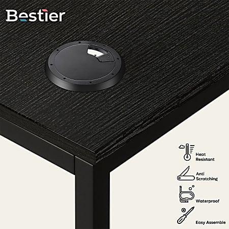 Bestier L Shaped Corner Computer Desk With Storage Shelf 3 Cable Holes ...
