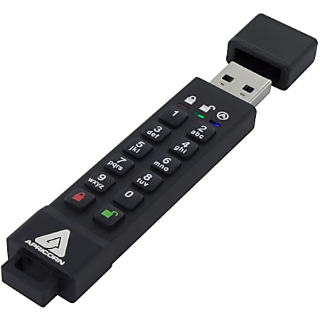 Apricorn 64GB Aegis Secure Key 3z USB 3.1 Flash Drive - 64 GB - USB 3.1 - 77 MB/s Read Speed - 72 MB/s Write Speed - 256-bit AES - 3 Year Warranty - TAA Compliant