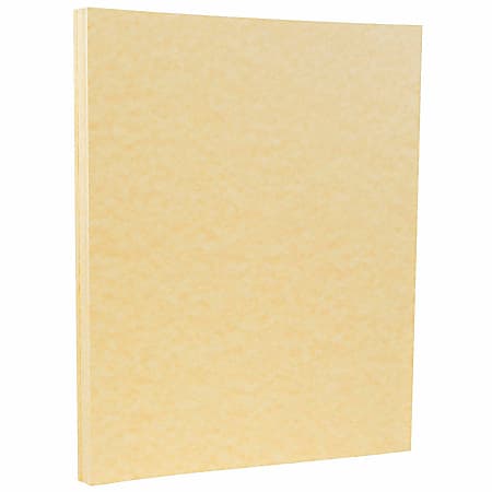 JAM Paper® Card Stock, Antique Gold Parchment, Letter (8.5" x 11"), 65 Lb, Pack Of 100