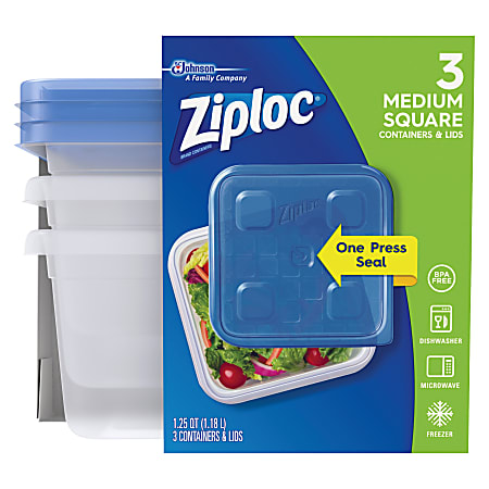 Ziploc Plastic Food Storage Container Set Clear Pack Of 3 - Office Depot