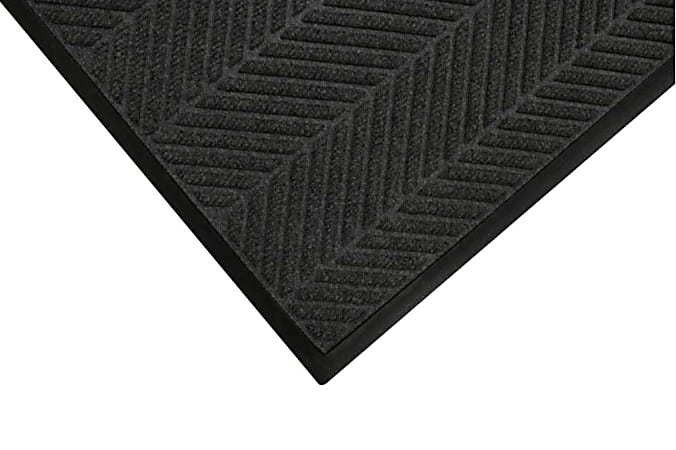 M+A Matting WaterHog Max Herringbone Classic Mat, 6' x 20', Black Smoke, Smooth backing