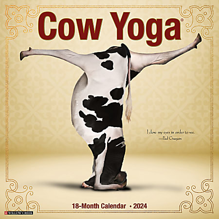 2024 Willow Creek Press Animals Monthly Wall Calendar, 12" x 12", Cow Yoga, January To December