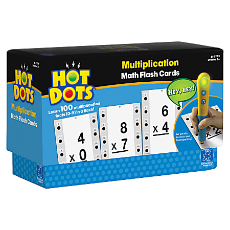 Educational Insights® Hot Dots® Math Flash Cards, Multiplication, Facts 0-9, Grade 2-8, Pack Of 650