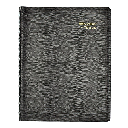 2025 Brownline Essential Weekly Appointment Planner, 11" x 8-1/2", 50% Recycled, Black, January To December, CB950.BLK