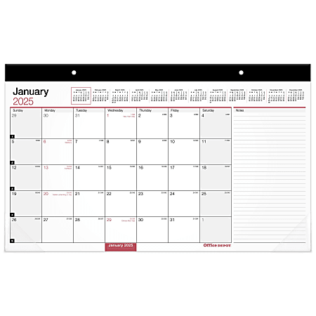 2025 Office Depot Monthly Desk Pad Calendar, 17-3/4" x 11", Traditional, January 2025 To December 2025, OD201000