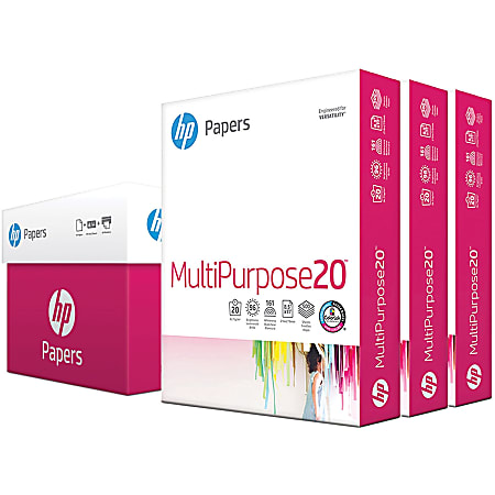 HP Papers Inkjet Paper, 3 Reams, White, Letter Size (8 1/2" x 11"), 1500 Sheets Total, 500 Sheets Per Ream, 20 lb, 96  Brightness