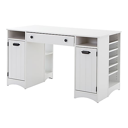 South Shore Artwork Rectangle Craft Table With Storage, Pure White