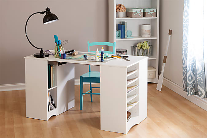 South Shore Furniture 54 W Crea Craft Table Writing Desk Pure White -  Office Depot