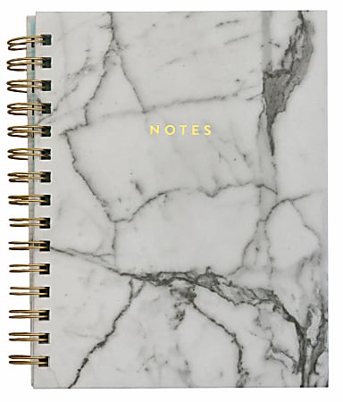 Eccolo Wiro Spiral Journal, 6&rdquo; x 8&rdquo;, 100 Pages, Marble/Gold/Ivory