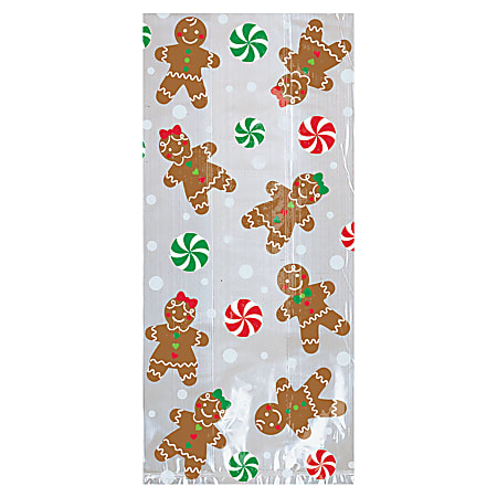 Amscan Gingerbread Christmas Treat Bags, Medium, Pack Of 200 Bags