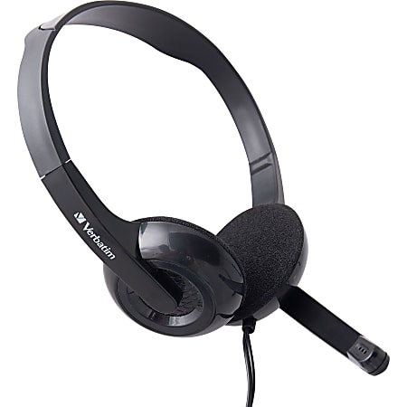 Verbatim Stereo Headset with Microphone - Stereo - Mini-phone (3.5mm) - Wired - 32 Ohm - 20 Hz - 20 kHz - Over-the-head - Binaural - Circumaural - 5.74 ft Cable - Omni-directional Microphone
