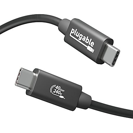 Plugable USB4 Cable with 240W Charging, 3.3 Feet (1M), USB-IF Certified - 1x 8K Display, 40 Gbps - USB4240W1M