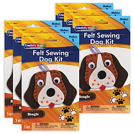 Creativity Street Felt Sewing Animal Kits, 5” x 5-1/2” x 1”, Beagle, Set Of 6 Kits