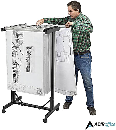 AdirOffice Expandable Blueprint Mobile Plan Center, Black