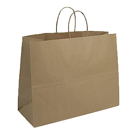 Dubl Life Maxpack MDSE Shopping Bags With Handles, 65 Lb, 16" x 12", Brown, Case Of 250