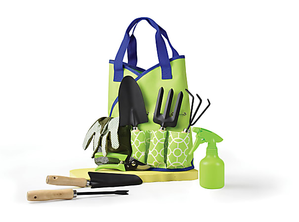 Orbit 10-Piece Garden Tool Set, 11"H x 10 3/4"W x 6 3/4"D, Lime Green