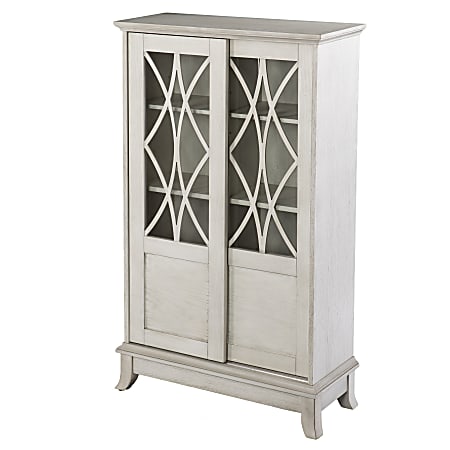 SEI Furniture Brindleford 28"W Sliding-Door Cabinet, Distressed White