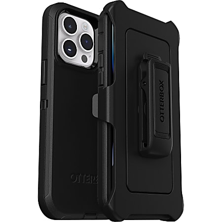 OtterBox Defender Rugged Carrying Case (Holster) Apple iPhone 14 Pro Max Smartphone - Black - Dirt Resistant, Scrape Resistant, Wear Resistant, Drop Resistant, Bump Resistant, Tear Resistant - Synthetic Rubber Body - Holster