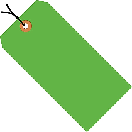 Office Depot® Brand Fluorescent Prestrung Shipping Tags, #1, 2 3/4" x 1 3/8", Green, Box Of 1,000