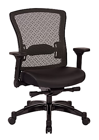 Space Seating Ergonomic Bonded Leather High-Back Executive Chair, Black
