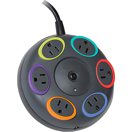 Kensington® SmartSockets 6-Outlet Tabletop Surge Protector, 16' Cord, Gray, KMW62634