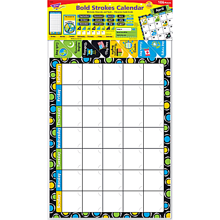 Trend Bold Strokes Calendar Bulletin Board Set - Skill Learning: Calendar - 1 / Pack