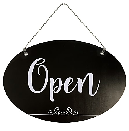 COSCO® "Open/Closed" Reversible Sign, 12" x 8", Black/White