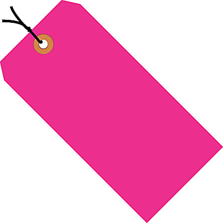 Office Depot® Brand Fluorescent Prestrung Shipping Tags, #3, 3 3/4" x 1 7/8", Pink, Box Of 1,000
