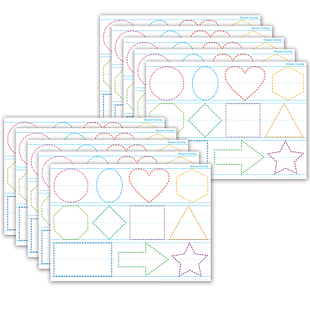 Ashley Productions Smart Poly PosterMat Pals Space Savers, 13" x 9-1/2", Shapes Tracing, Pack Of 10 Pieces