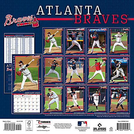 Lang Wall Calendar Atlanta Braves 2022 - Office Depot