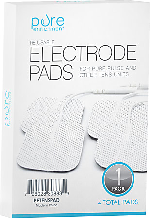 Pure Enrichment PurePulse Reusable TENS Electronic Pulse Massager Pads, White, 4 Pads Per Pack, Set Of 5 Packs