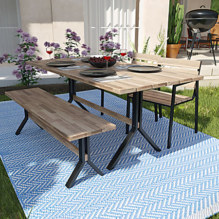 SEI Furniture Standlake 4-Piece Outdoor Dining Set, Natural/Black