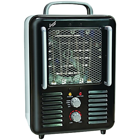 Comfort Zone 1500 Watts Electric Fan Heater, 2 Heat Settings, 7.5"H x 10.25"W, Black