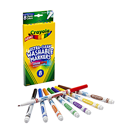 Afbreken langs solidariteit Crayola Ultra Clean Washable Color Markers Thin Line Assorted Classic  Colors Box Of 8 - Office Depot
