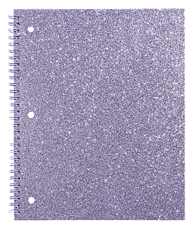 Divoga® Glitter Spiral Notebook, 8 1/2" x 10 1/2", Wide Ruled, 160 Pages (80 Sheets), Purple