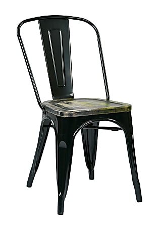 Office Star™ Bristow Armless Chairs with Wood Seats, Ash Crazy Horse/Black, Set Of 2 Chairs