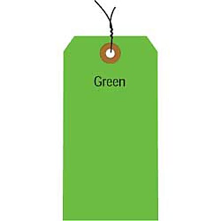 Office Depot® Brand Fluorescent Prewired Shipping Tags, #6, 5 1/4" x 2 5/8", Green, Box Of 1,000