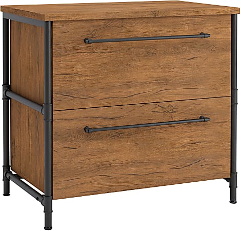 Sauder® Iron City 31"W x 20"D Lateral 2-Drawer File Cabinet, Checked Oak