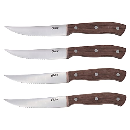 Oster Whitmore 4-Piece Stainless Steel Steak Knife Set With Mango Wood Handles