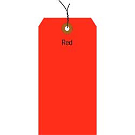 Office Depot® Brand Fluorescent Prewired Shipping Tags, #7, 5 3/4" x 2 7/8", Red, Box Of 1,000
