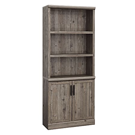 Sauder® Aspen Post 71"H 5-Shelf Bookcase With Doors, Pebble Pine®