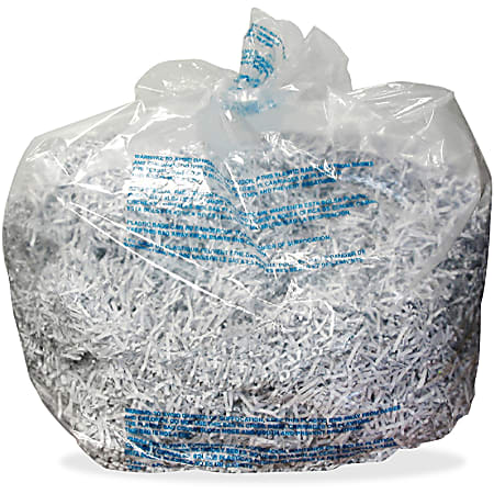 GBC Shredder Bags, For Large Office Shredders, 30 gal, 3.9"H x 4"W x 10.3"D, Plastic, Clear, 25 / Box