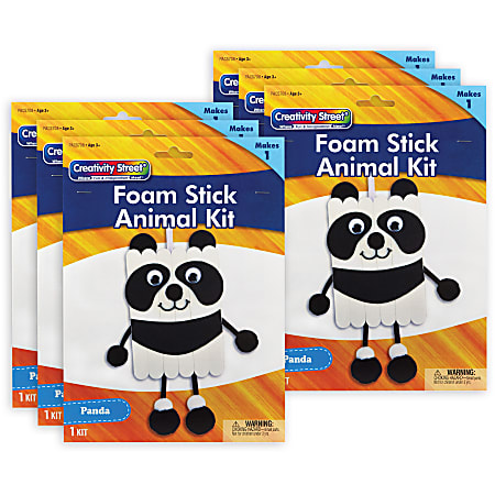 Creativity Street Foam Stick Animal Kits, 11-1/4” x 7” x 1”, Panda, Set Of 6 Kits